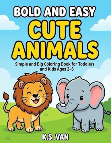 Bold and Easy Cute Animals: Coloring Book — book cover